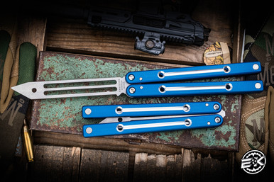 Squid Industries Squidtrainer V4 Balisong Butterfly Blue Dual Tone