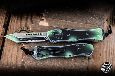 Heretic Knives Hydra V4 OTF Knife Negative Cel Shade Toxic Green