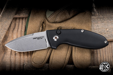 Defiant 7-Tom Krein Alpha Automatic Knife Black Aluminum 2.88