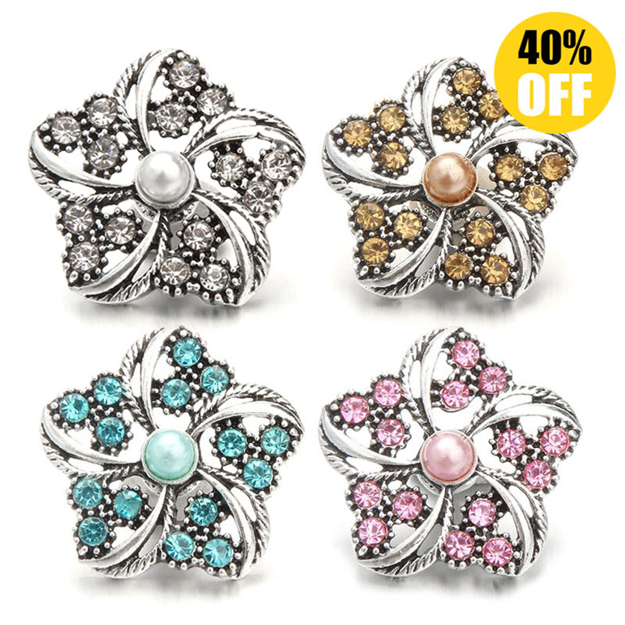 Crystal Flower Snap Jewelry Wholesale LSSN674-682