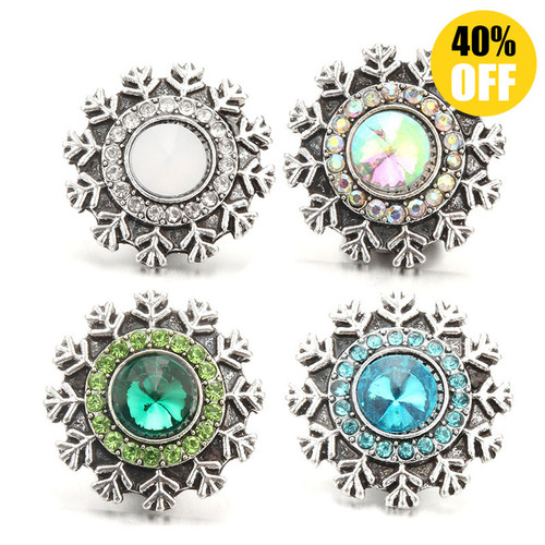 18mm Crystal Snowflake Snap Button Jewelry LSSN701