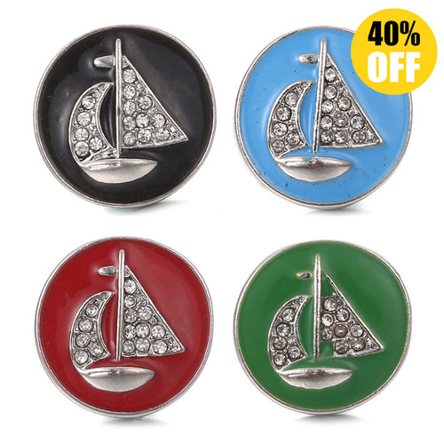  18MM Crystal Sailboat Snap Jewelry charms LSSN457