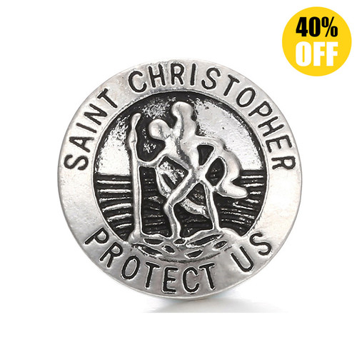 18MM Saint Christopher Protect Us Snap Jewelry Charms LSSN196