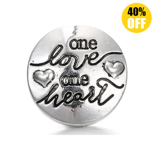 18MM One Love Lne Leart Snap Button Charms LSSN214