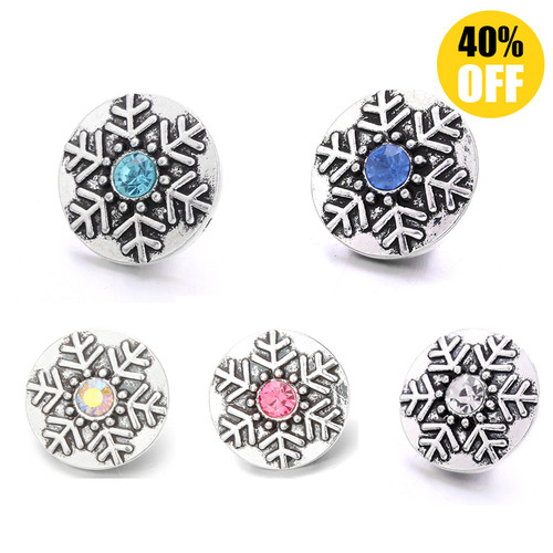 18MM Two Light Color Snowflake Snap Button Charms LSSN231
