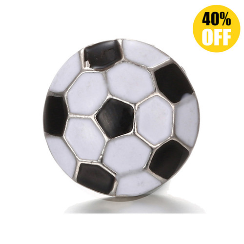 18MM Black And White Football Snap Button Charms  LSSN285