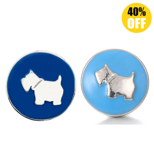 18MM White Dog Snap Button Charms LSSN339