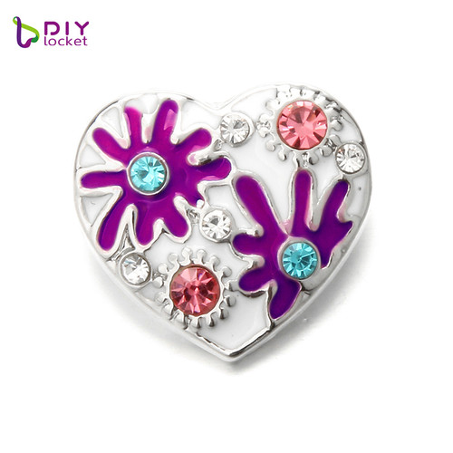 5pcs/lot 18MM Heart Snap Button Charms LSSN426