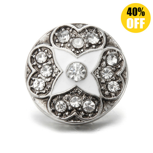 18MM Silvery Diamond Flower Snap Jewelry Charms LSSN564 