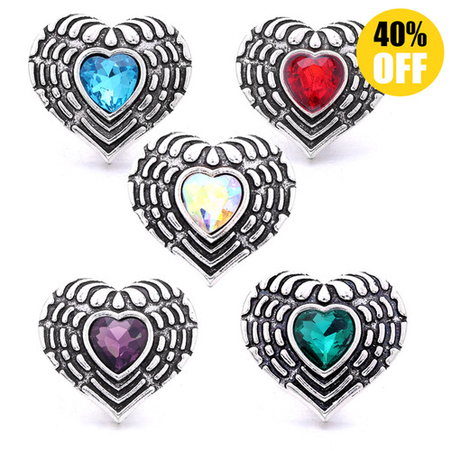 18MM Heart-shaped Diamond Snap Jewelry Charms LSSN768