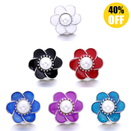 18MM Wholesale Diamond Flowers Snap Jewelry Charms LSSN884