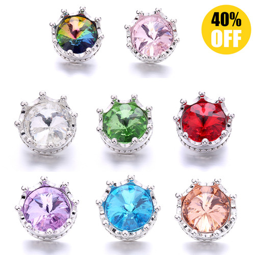 18mm Crown Crystal Flowers  Snap Jewelry Charms LSSN895