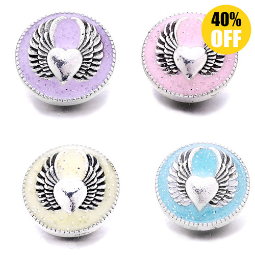 18MM Heart-shaped Wings Snap Jewelry Charms  LSSN929