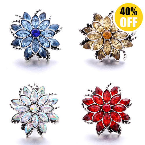 18MM Fashion Crystal Flowers Snap Jewelry Charms LSSN947