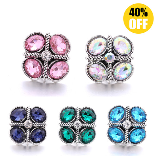 18MM Fashion Crystal Flowers Snap Jewelry Charms LSSN974