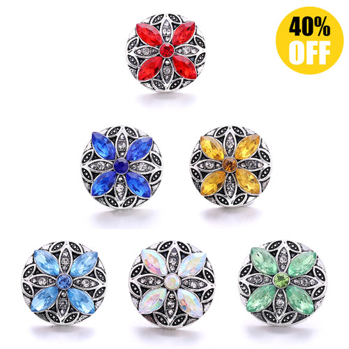18MM Fashion Flowers Snap Jewelry Charms LSSN978