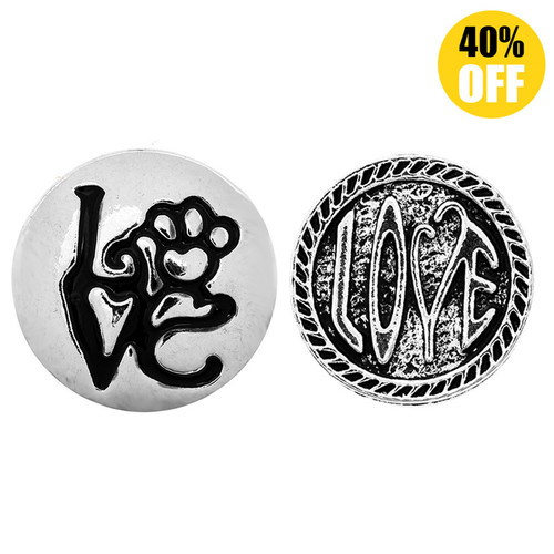 18MM Two Paragraphs Love 2 Snap Button Charms LSSN120\LSSN125