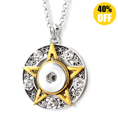 Golden Five-pointed Star Snap Button Pendant Crystal Snap Jewelry Pendants LSNP176