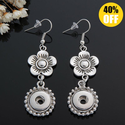 Beautiful Flower Snap Button Earring For Women Fit 12mm Snap Button LSEN12MM53