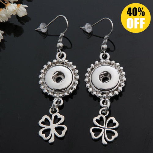 Beautiful Vintage Hollow clover Snap Button Earring For Women Fit 12mm Snap Charms LSEN12MM27