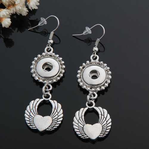 1 Pair!  Wing Snap Button Earring Fit 12mm Snap Charms LSEN12MM81