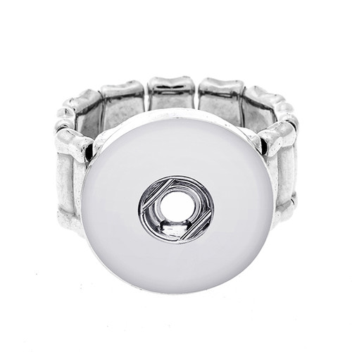 Plain Deformable Silver Color Beads Snap Button Ring LSNR04