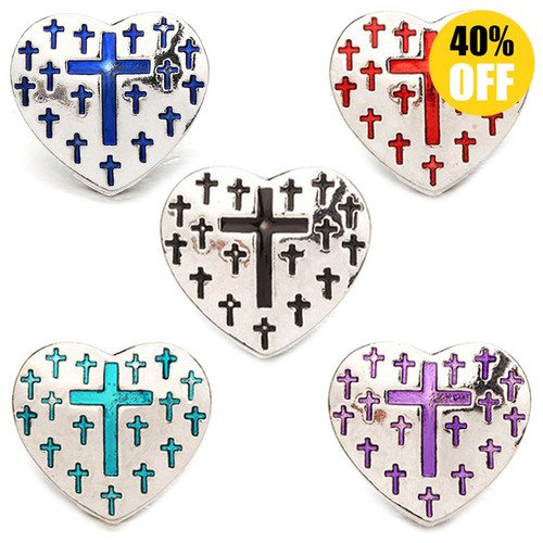 Sweet Heart Snap Button Charms Love Cross Snap Charms Jewelry For Women LSSN364