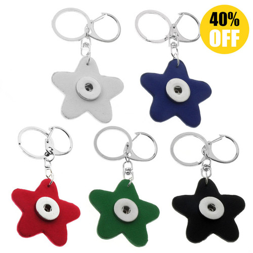 Star PU  Leather Snap Button Keychains LSNK02