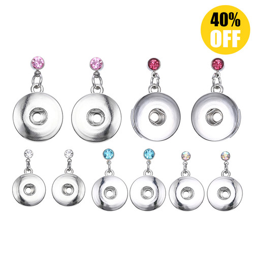 Crystal Diy Snap Button Earring Fashion Silver Snap Jewelry For Women LSEN02