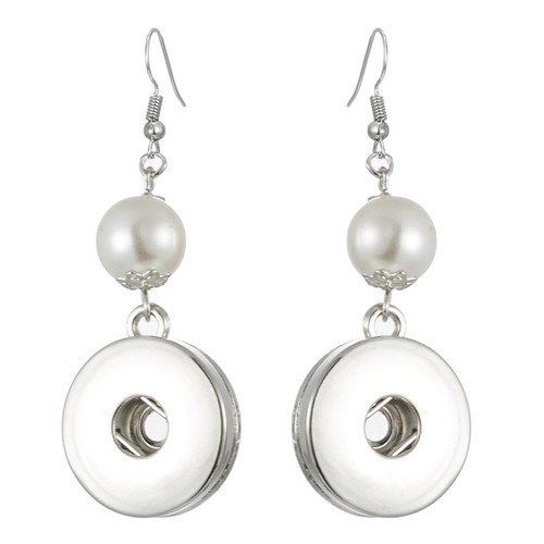 1 Pair! Beautiful Pearl Snap Button Earring Jewelry Fit 18mm/20mm Snap Charms LSEN04