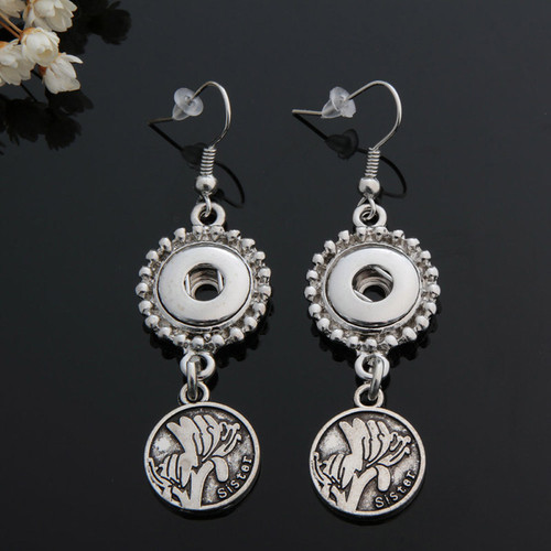 1 Pair! Beautiful Vintage Sister Snap Button Earring For Women Fit 12mm Snap Charms LSEN12MM16