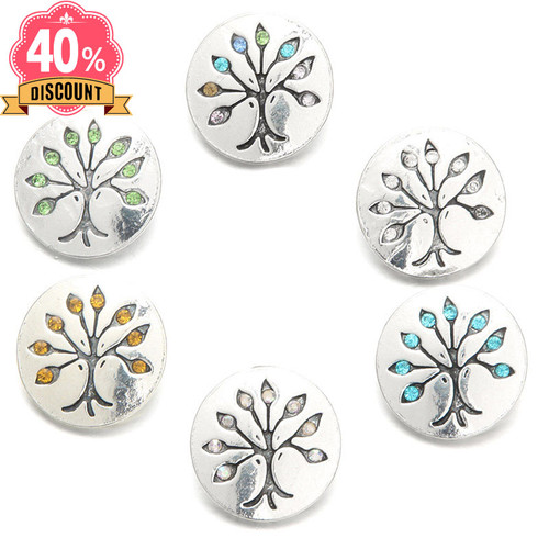 Silver Tree Wholesale Snap Buttons With Rhinestones LSSN614 