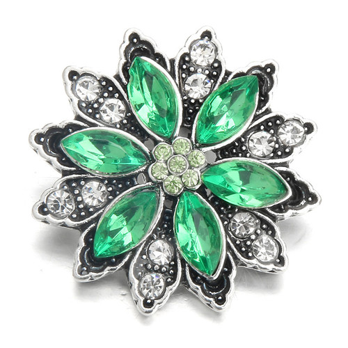 5pcs/lot Crystal Flower Snap Jewelry Charms With Rhinestones LSSN623