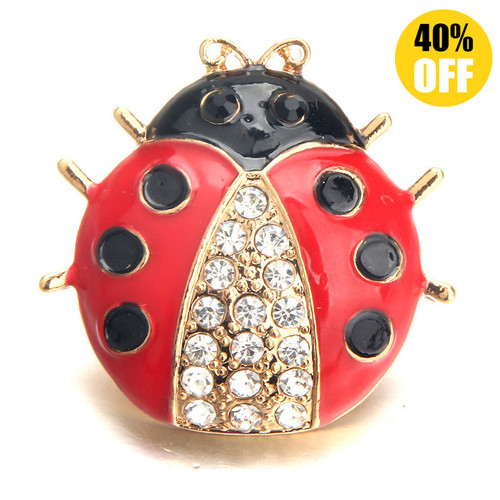 Ladybug Snap Button Charms With Rhinestones LSSN633