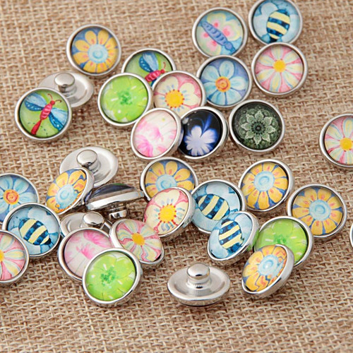 12MM Beautiful Flower Wholesale Snap Jewelry Supplies For Woemn LSSN12MM64