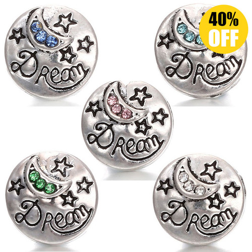5pcs/lot Beautiful Star And Moon Snap Charms Jewelry Fit Snap Button Bracelet LSSN12MM26