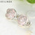 925 Sterling Silver Rose Petal Garden Stud Earrings Pink Enamel Compatible with Jewelry PAS401
