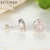 925 Sterling Silver Rose Petal Garden Stud Earrings Pink Enamel Compatible with Jewelry PAS401