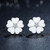 925 Sterling Silver Primrose Flower Stud Earrings White Enamel Compatible with Jewelry with Cubic Zirconia PAS402