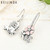 Luxury 100% 925 Sterling Silver Pink Flower Poetic Daisy Cherry Blossom Drop Earrings Jewelry SCE016