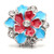 5pcs/lot 18MM Blue And Red Flowers Snap Button Charms LSSN713