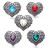 5pcs/lot 18MM Heart-shaped Diamond Snap Jewelry Charms LSSN768