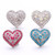 5pcs/lot 18MM Wholesale Crystal Love Heart Snap Button Charms LSSN1063