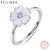 Elegant White Flower Sterling Silver Wedding Rings Shining Zircon Ring For Girl PA7136