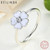 Spring Collection 100% 925 Sterling Silver Primrose Stackable Ring White Enamel Ring Feminine Jewelry PA7136