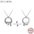 925 Sterling Silver Pink CZ Love Heart Pendants Necklaces for Women long silver pendant necklace SCN060