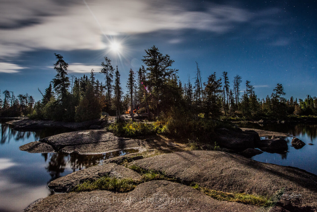 Camping in the Boundary Waters under a full moon.