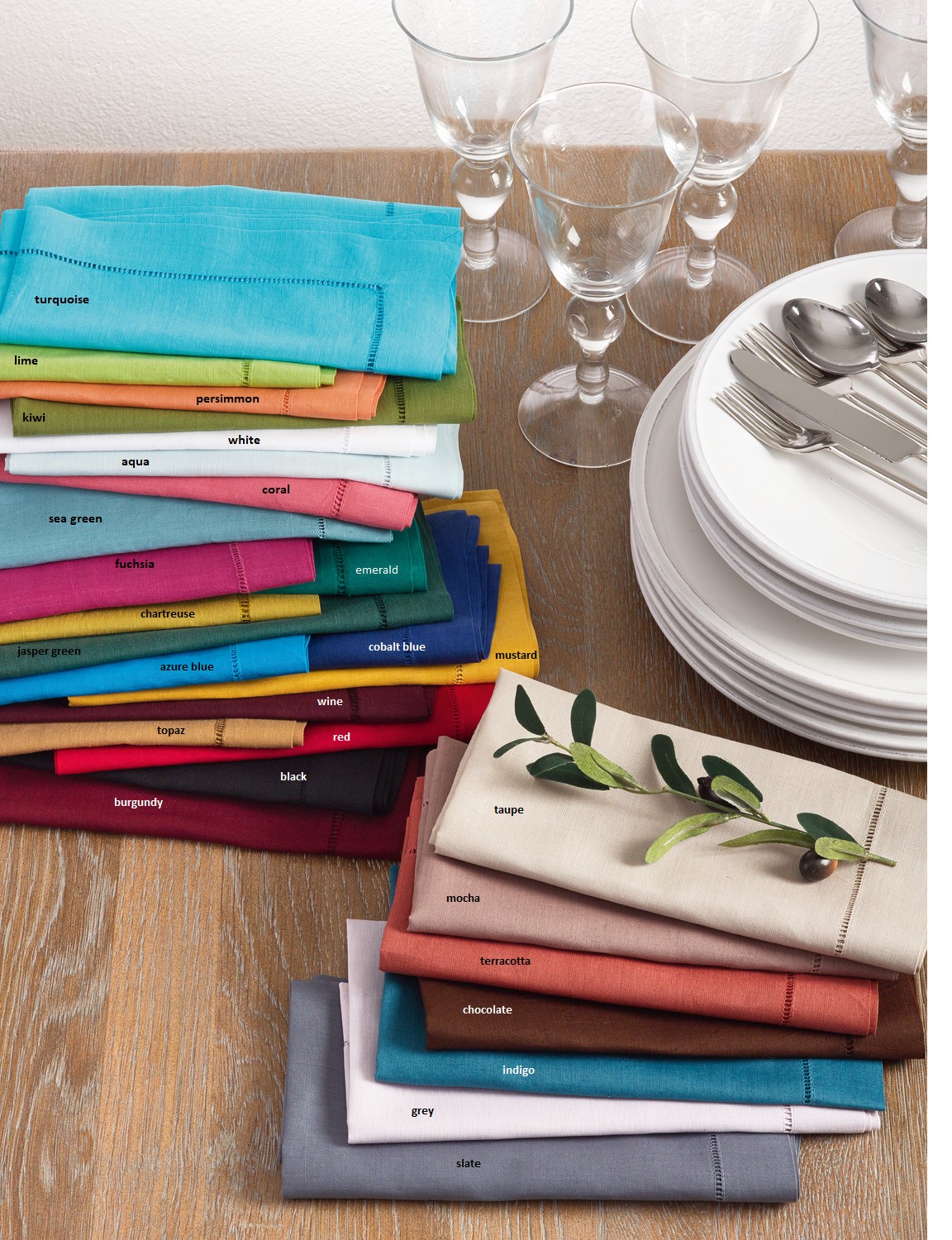 Set of Four Hemstitch Dinner Napkin (Other Colors Available)