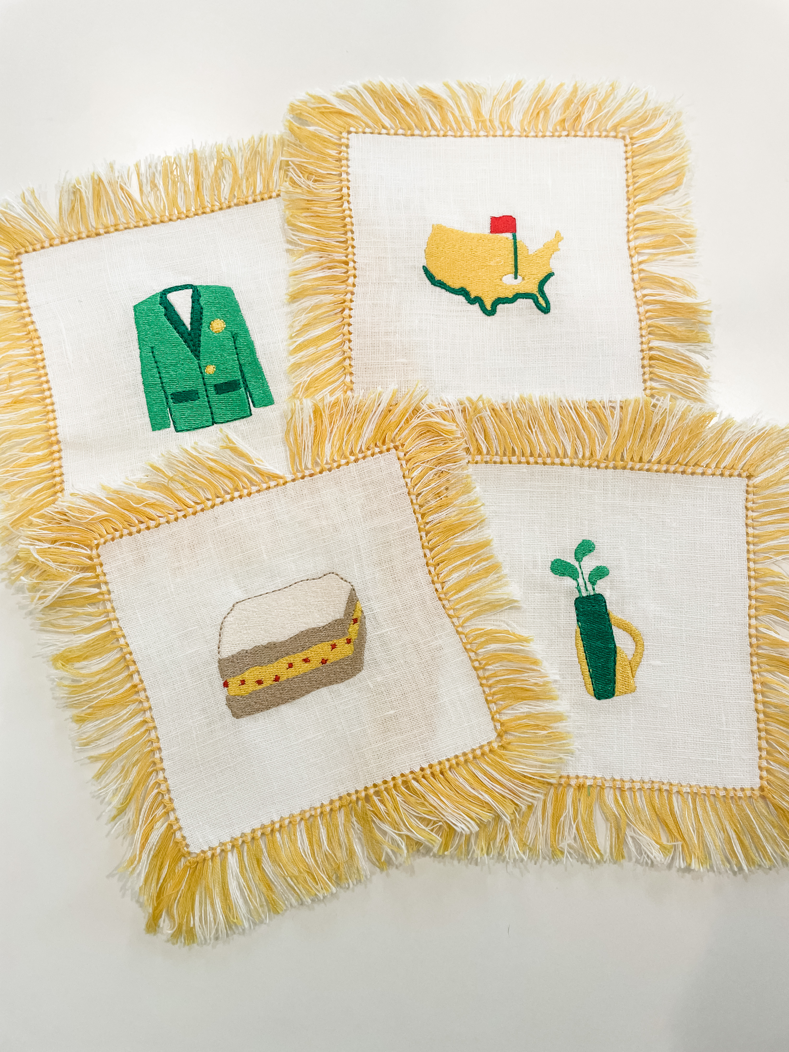Masters Coasters with Yellow Fringe