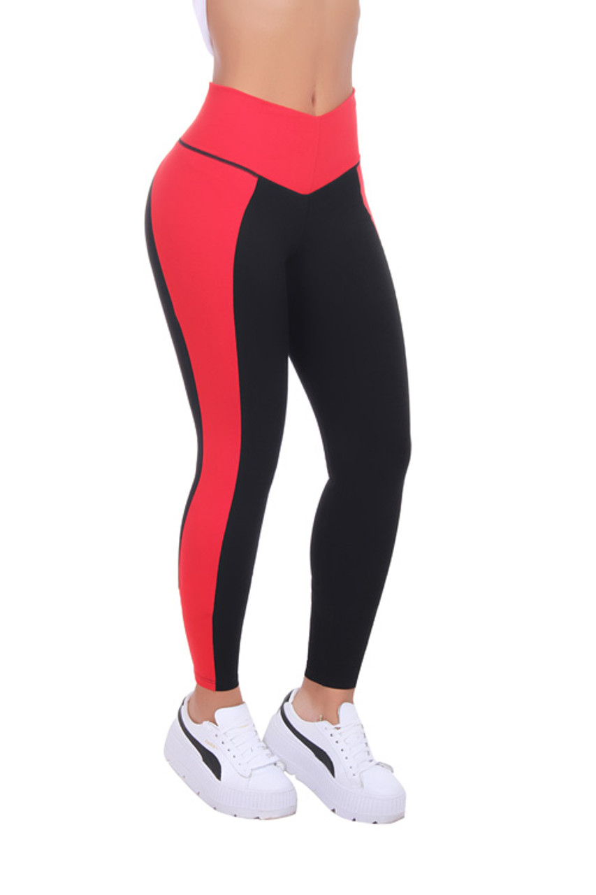 Black and Red Leggings | Body Shaping Leggings by Bon Bon Up